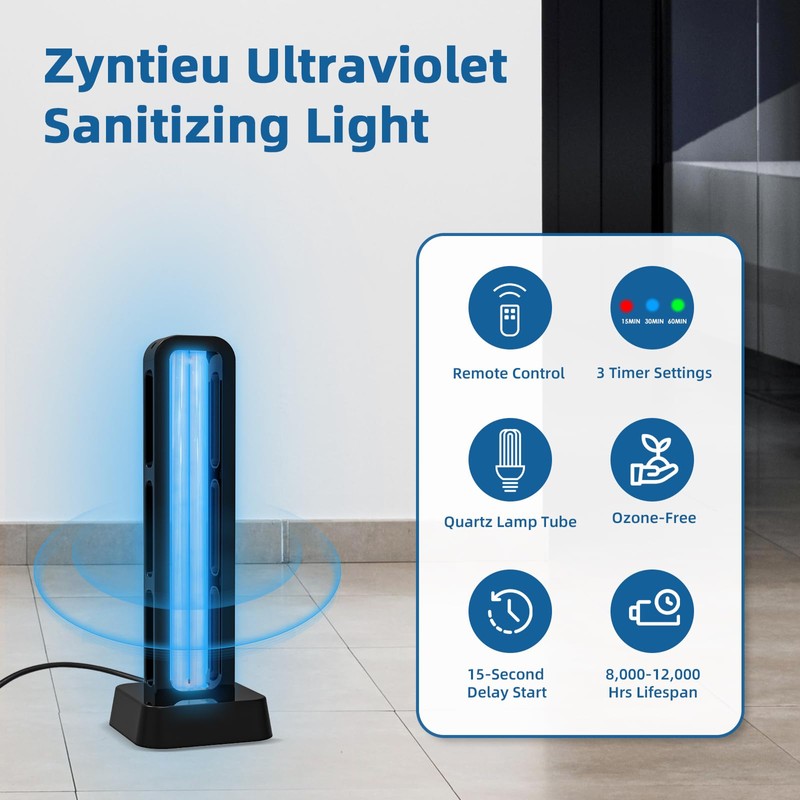 Zyntieu 39W UV Light Sanitizer with Remote Control and 3