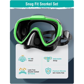 Lealinga Snorkel Set Adults Snorkel Mask Anti-Fog Panoramic View Diving Mask Dry Top Snorkel Kit with Travel Bag Diving Set for Snorkeling Scuba Diving Swimming Travel