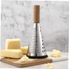 Ciieeo Stainless Steel Cheese Grater with Wooden Handle - Three-Sided