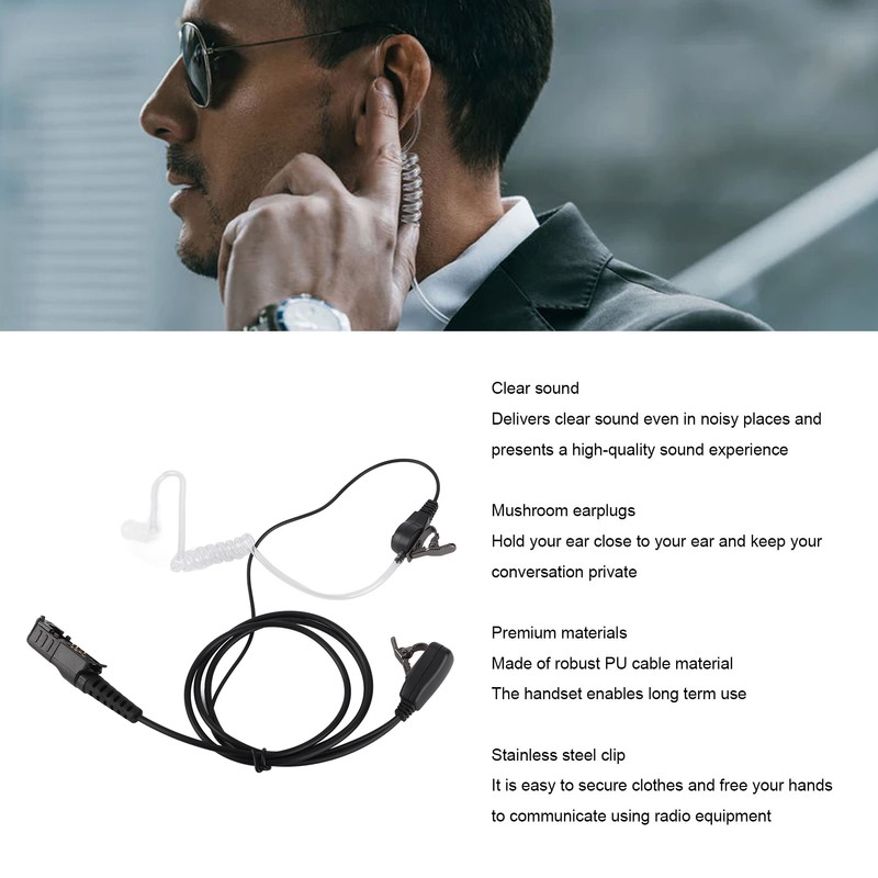 Walkie Talkie Earpiece with PTT and Mic Compatible for XPR3000