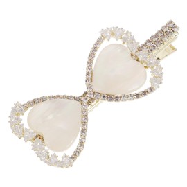 PACKOVE Rhinestone Bow Heart Hair Clip Metal Geometric Barrette for Women Elegant Hair Accessory Party Wedding Christmas Stylish Hairpin with Creative Design