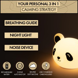 Presence The Meditating Panda, Guided Visual Meditation Tool for Practicing Mindfulness, 3 in 1 Breathing Light with Night Light and Noise Machine, 4-7-8 Breathing for Relaxation and Stress Relief