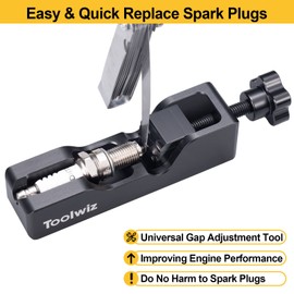 Toolwiz Spark Plug Gap Tool with 32 Blade Steel Feeler Gauge, Universal Spark Plug Gapper, Spark Plug Gap Adjustment Kit for Most 10mm 12mm 14mm 16mm Thread Spark Plugs
