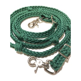 Unbranded Barrel Reins With Grip Knots Hand Braided Kelly Green Paracord Western Tack - 10'