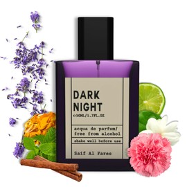 SAIF AL FARES Dark Night - Alcohol-Free Acqua de Parfum for Men & Women | Herbal Woody Fresh Perfume | Arabian Perfumes from Dubai 1.69 Fl. Oz.