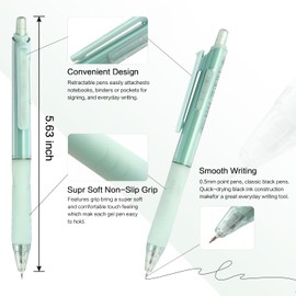 NNY Gel Pens Black Ink Pens 0.5mm with Comfort Grip for Smooth Writing, School & Office Supplies (6 Pack)