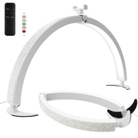 BQAN Half Moon Light for Nail Desk, 29" 40W Professional Nails Table Tech Lamp with Phone Holder & Controller & Remote, Rhinestone Lash Light for Eyelash Tech, Makeup, Tattoo, Spa, Salon (White)