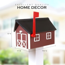 Peaceful Classics Poly Mailbox- Durable, Weather-Resistant Amish Craftsman Mailboxes for Outside Uses Like Front Yard and Road Side- Long-Lasting, Decorative, Modern Mailbox (Burgundy).