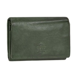 Bear Design Women's Wallet Leather 9 Card Slots Olive Green