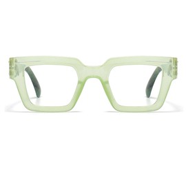 bullabulling Oprah Style Reading Glasses for Women Men, Fashion Square Blue Light Blocking Readers Lo5 (green, 1.25, x)