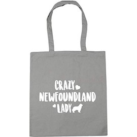 Hippowarehouse Crazy Newfoundland Lady Tote Shopping Gym Beach Bag 42cm x38cm, 10 litres