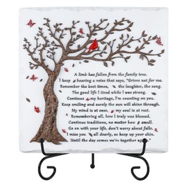 A Limb Has Fallen from The Family Tree-Sympathy Plaque with Iron Stand- In loving memory for Loss of Loved One Memorial Condolence Bereavement Grief Gifts-Wall Decor Table Decor