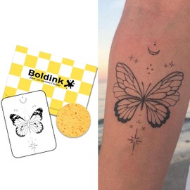 Boldink Semi-permanent tattoos, realistic fake tattoos, last 7-15 days, waterproof non-reflective temporary tattoo stickers, cruelty-free, uniquely designed exquisite packaging（Butterfly 5）