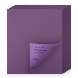 POLIWELL Sandpaper 400 Grit 20 PCS, Wet Dry Sanding Sheets 9 x 11 Inch, Purple Alumina Abrasive Sand Paper for Wood, Metal, Drywall, Resin, Automotive Sanding, Polishing, Grinding