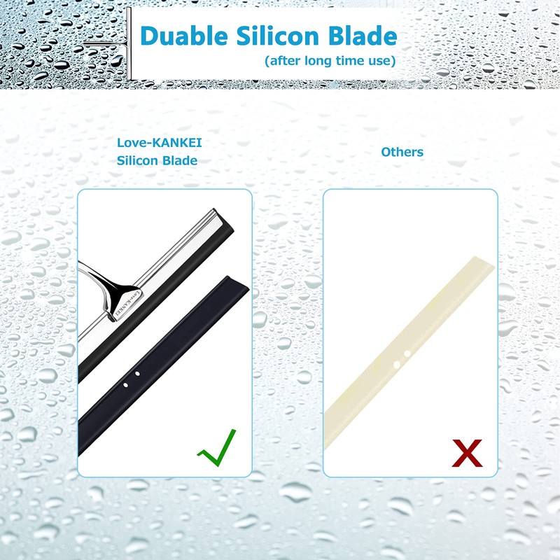 Love-KANKEI Shower Squeegee Stainless Steel Squeegee Shower with Suction Cup,