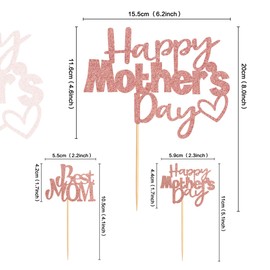 Ercadio Paquete de 25 decoraciones para cupcakes del día de la madre con decoración para tarta del día de la madre, oro rosa, suministros de decoración para tartas