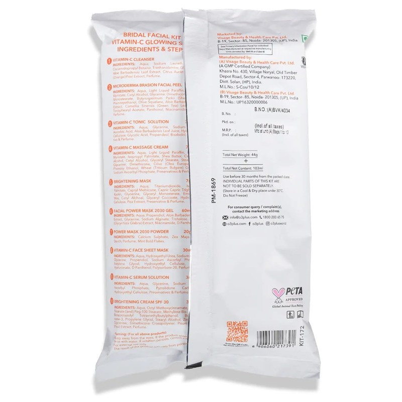 O3+ Bridal Facial Kit Vitamin C (136gm) Glowing Skincare -