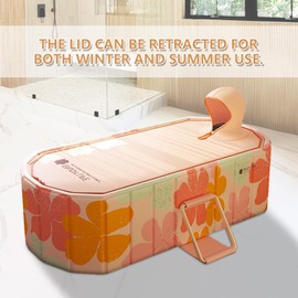 jessie 47" Portable Ice Bath Tub for Adults, Cold Plunge tub for Athletes, Inflation-free Foldable Bathtub, Insulated Hot Tub for Bathtub Showers, Indoor & Outdoor (with Lid)