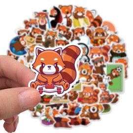 Cute Red Panda Stickers, 50pcs Funny Animal Hapiuen Vinyl Waterproof Sticker Pack for Laptop, Water Bottles, Birthday Gift Party Favors (Red Panda)