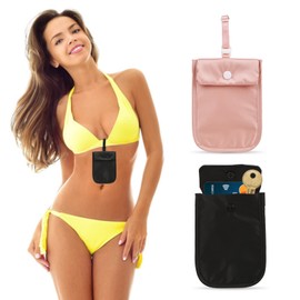 patscorai Travel Bra Wallet for Women Hidden Bra Wallet for Travel Under Clothes Secret Pouch(Black, Pink)