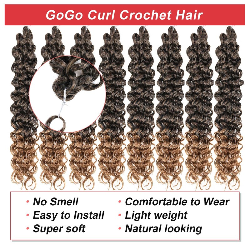 XTREND 8 Packs GoGo Curl Crochet Hair Ombre Beach Curl