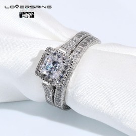 TWO RINGS Wedding Ring Sets His And Hers Promise Ring Couples Bridal Sets Women 925 Sterling Silver 1ct Cz Man Wedding Bands