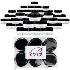 (Quantity: 120 Pieces) Beauticom 15G/15ML (0.5oz) Round Clear Jars with Black Lids for Lotion, Creams, Toners, Lip Balms, Makeup Samples - BPA Free