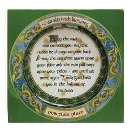 Royal Tara Bone China Blessing Plate Old Irish Celtic Manuscripts Ceramic Kitchenware Souvenir Housewarming Gift Diameter 8"", Green