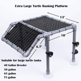 MLONDHSU Extra Large Standing Turtle Basking Platform, 13" Width Resting Area, DIY Basking Platform for Aquatic Pets, Turtle Tank Accessories, PVC Pipes and EggCrate