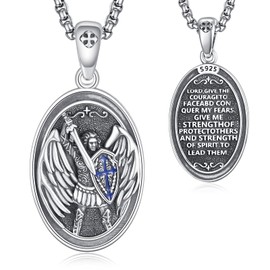 HXWZB Saint Michael Necklace Sterling Silver Archangel Michael Pendant Saint Archangel Michael Jewelry for Men Women
