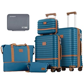 Joyway Expandable Luggage Sets 2 Piece Carry on and Check,Hardside Suitcase with Spinner Wheels and TSA Lock (Blue,13/20/24)