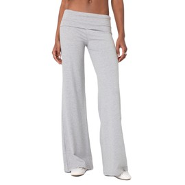 Adoeren Women Fold Over Straight Leg Yoga Pants Low Rise Leg Sweatpants Y2k Flare Lounge Leggings Bell Bottoms (Causal Grey,M)