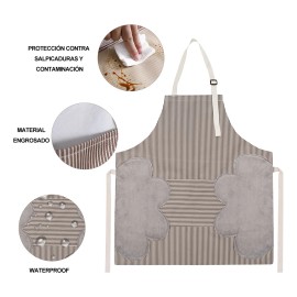 2 Pzs Mandil Delantal Impermeable Ajustable Para Chef Mesero Negro/café Stripes