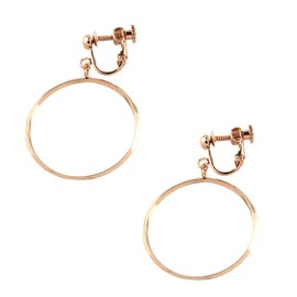 Jewelry Shop M e0074 Women's Earrings, Square Extrusion, Metal Hoop Ring, Simple, Screw Spring Type, Made in Japan, Silver Brass Yellow Gold