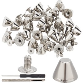 GORGECRAFT 30 Sets 10.5x8mm Barrel Riveted Spikes Studs with Screwdriver and Hole Punch Tool Punk Studs and Spikes Kit for Clothing Shoes Leather Craft Belts Bags Accessories, Platinum Color