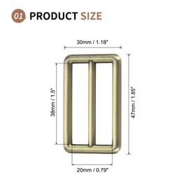 SUIKIHUM 8 Pack Metal Slide Buckle, 1 1/4 Inch Tri-Glides Buckle Zinc Alloy Strap Adjuster Rectangle Buckle for Bag Belt, Bronze