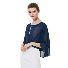 BEAUTELICATE Women's Shawl, Wedding Stole, UV Protection, Bolero, Wedding, Shawl, Thin, Cover Your Body, Dress, Parties, Invitations, Concerts, Receptions, Cooling Countermeasure, Short Style Navy