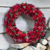 18" Red Poppy Wreath Wooden Artificial Christmas Winter Memorial Grave