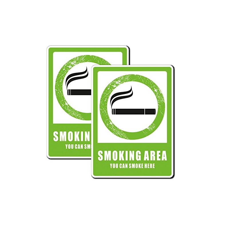 2 x Glossy Vinyl Stickers - A5 Smoking Area Sign