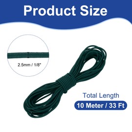 PATIKIL 25mm x 10 Meters Elastic Bungee Cord, Bungee Shock Cord Kayak Stretch String Rope for Camping Tent Bike Tie Down Kayaking Boating Repairing Poles DIY Canopy Patio, Dark Green
