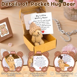 magimagi Worry Bear in a Box, Little Bear Hug in a Box for Women, Pocket Hug Mini ATeddyBear Cute Things for Friends, Thinking of You Gifts, Get Well Soon Gifts for Kids