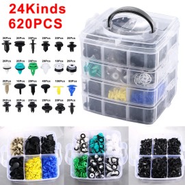 Unbranded 620 Pcs Plastic Auto Fasteners Clip Bumper Fender Repair Parts Kit 24 Kinds NEW