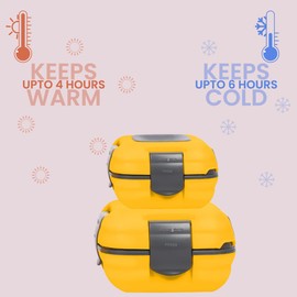 Lunch Box - Pinnacle Inulated Leak Proof Lunch Box for Kids/Adults - Stainless steel Thermal Lunch Box Container for School Set of 2 Sizes (Yellow, 16-32 oz)