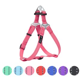 EXCELLENT ELITE SPANKER No Pull Dog Harness Adjustable Nylon Step-in Easy Pet Vest Chest Strap with Reflective and Leash Ring for Small Medium Large Breed Dogs Training Walking(Pink-S)