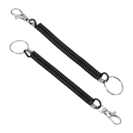 PATIKIL 6.7" Spiral Retractable Spring Coil Keychain, 2 Pack Stretch Cord Key Ring for Keys Wallet Cellphone, Black
