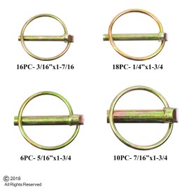 50PC Lynch Pins Assortment Kit Set Farm Tractors 3 Point Hitch Steel Trailer