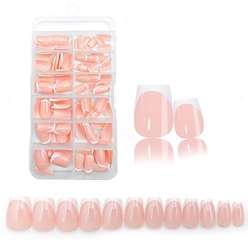 120 Piezas Francés Uñas Postizas, Rosa Natural Degradado Artificiales Uñas