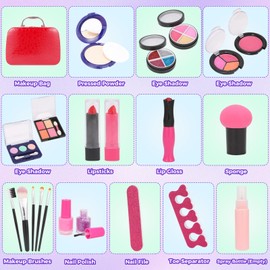 OLIGEI Kids Makeup Kit for Girls, Washable Non Toxic Play Makeup Set, Pretend Makeup Kit for Little Girl Ages 8-12 Birthday Christmas Toys Gift