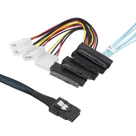 Bolwins P47CS Mini SAS 36 Pin Male (SFF-8087) to 4x 29pin SFF-8482 4pin Molex SAS Hard Drive Data Cable and IDE Power Cable