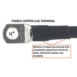 500 Amp Welding Electrode Holder Lead Assembly - Terminal Lug Connector - 2/0 AWG Cable (15 FEET)